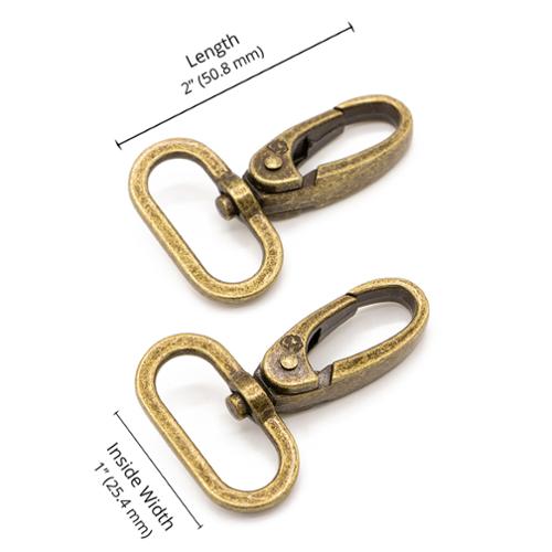 Swivel Hook 1" Antique Brass Set of 2