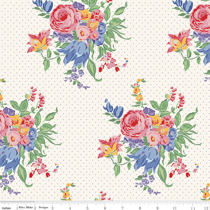 Dear Sweethearts Floral Pindot Ivory