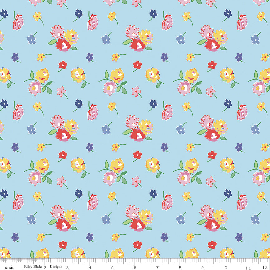 Dear Sweethearts Floral Toss Blue