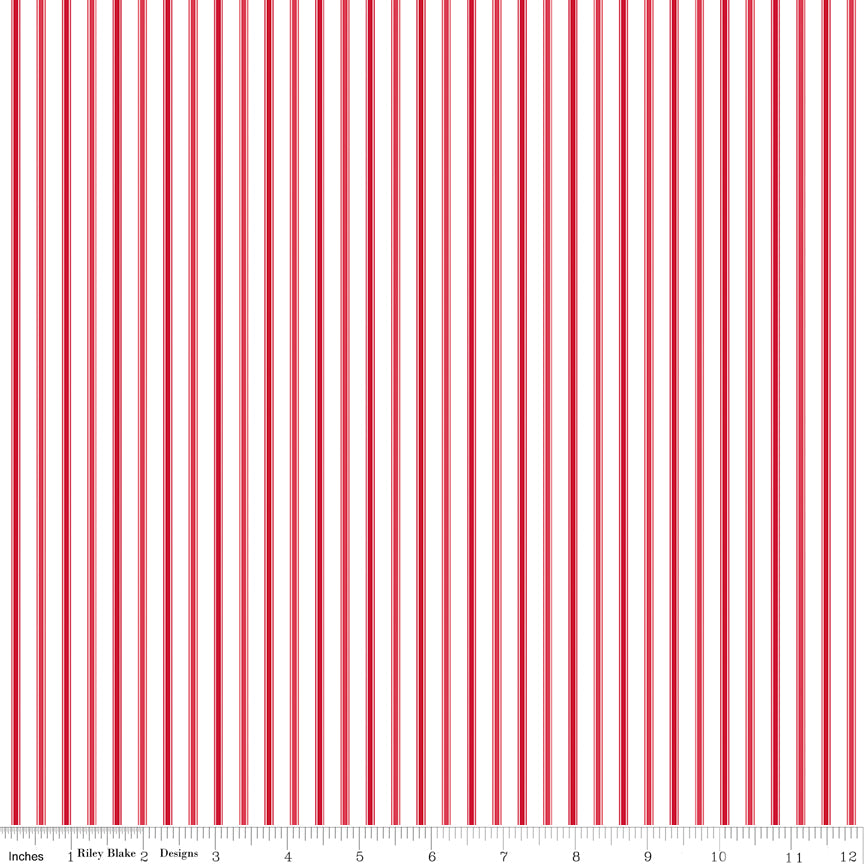 Seasonal Basics Ticking Stripe Red
