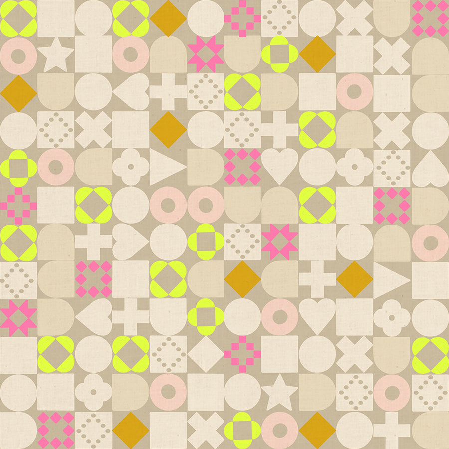 Lofi Linens Blocked Geometric Khaki
