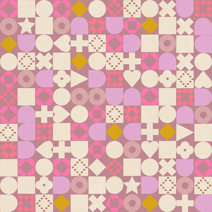 Lofi Linens Blocked Geometric Lilac