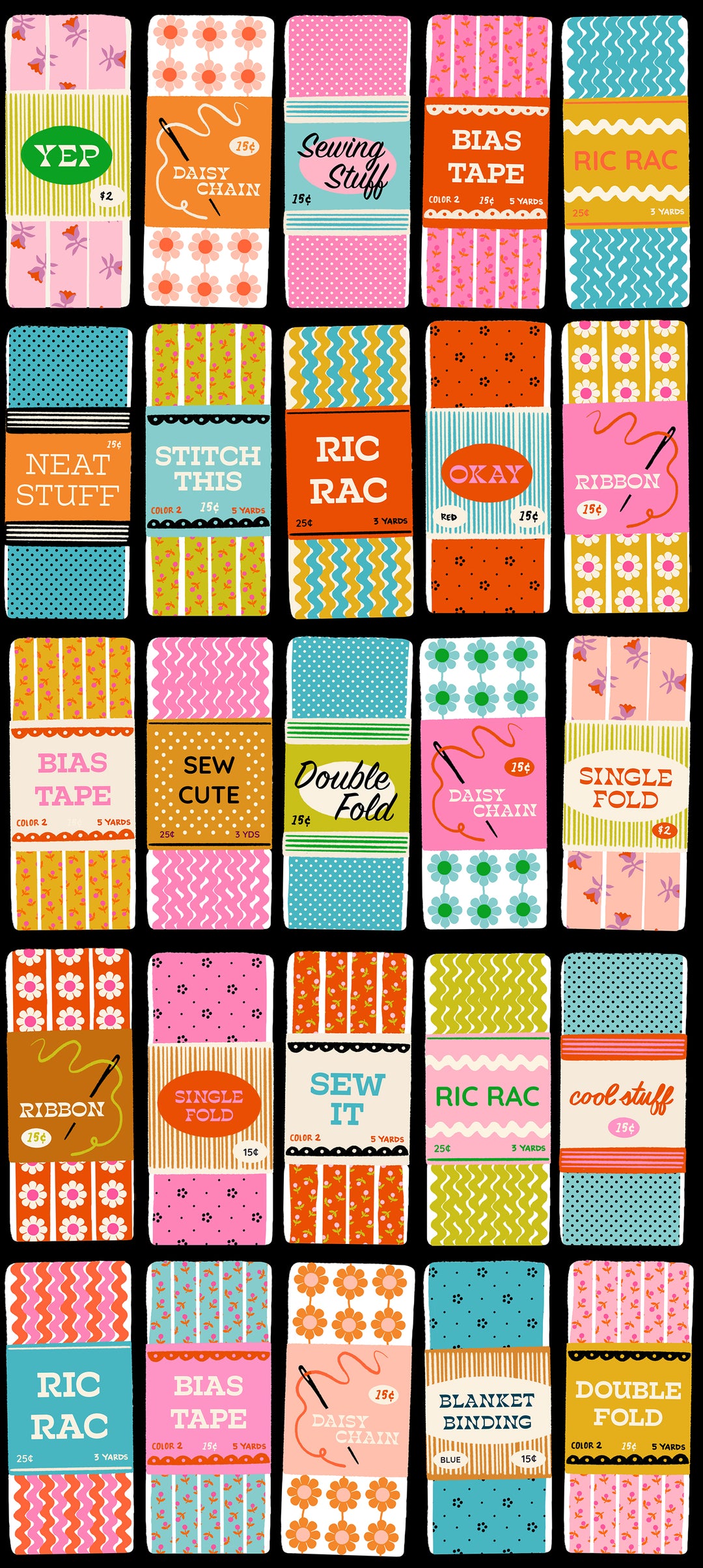 1 800 Notions Sew Cute Ephemera Soft Black