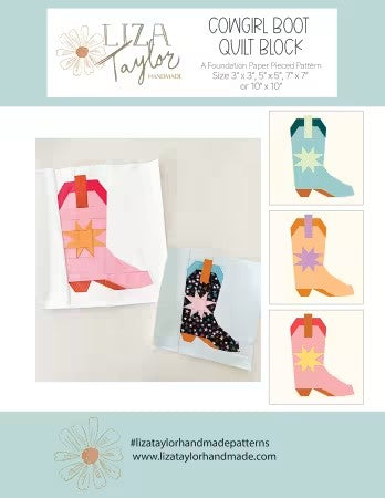 Cowgirl Book Quilt Block FPP